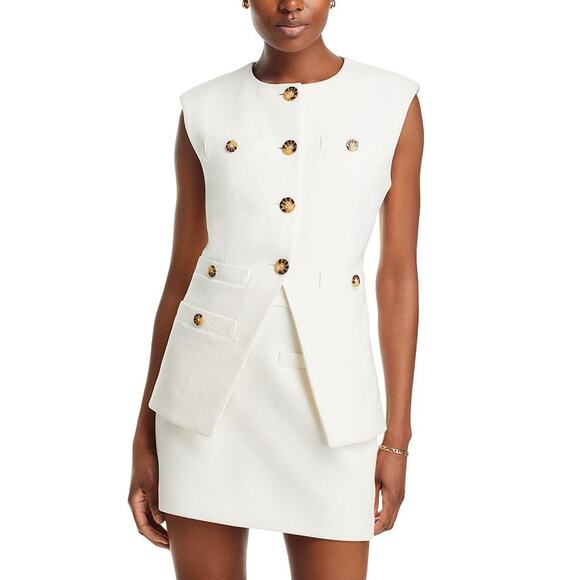 Veronica Beard Jackets & Blazers - Veronica Beard 'Tamara' White Cotton Collarless Button Up Vest Size 8